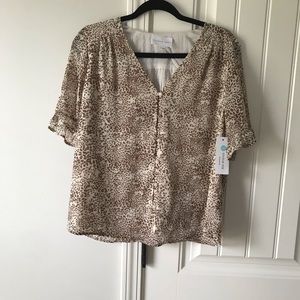 Stitch fix French Grey leopard print blouse small